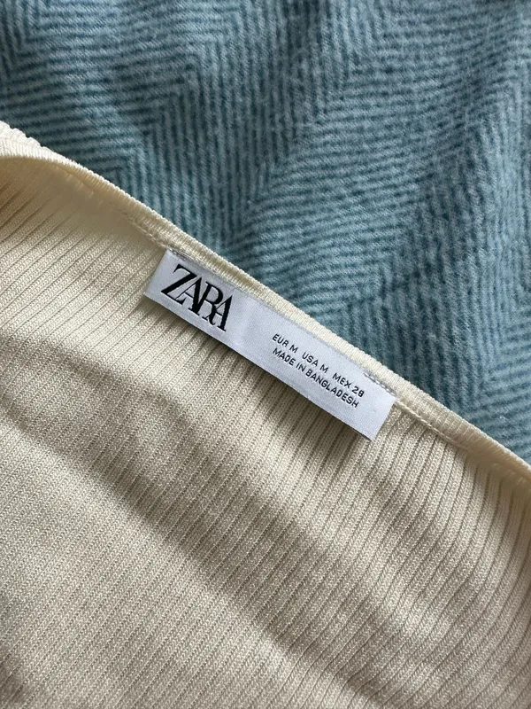 Zara Cream Ribbed Women Top - Image 3