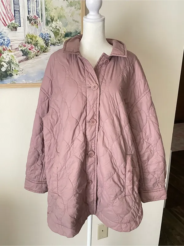 Madewell Quilted Airpuff Quilted Barn Chore Puffer Shirt Jacket Pale Thistle XL - Image 2