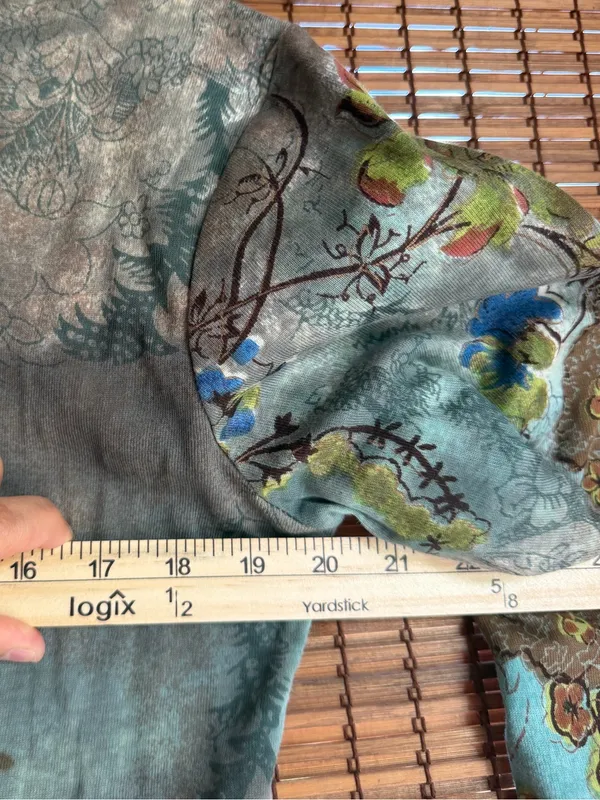 NWT Vintage Lola P Floral Rhinestone Embellished Art Print Top Small - Image 9