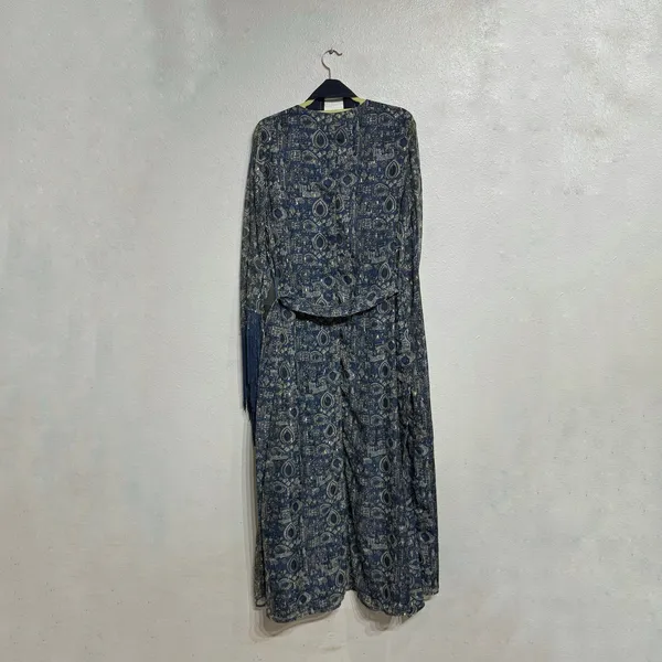 House of Harlow 1960 Blue Print Reska Fringe Sleeve Maxi Dress Sz L - Image 10