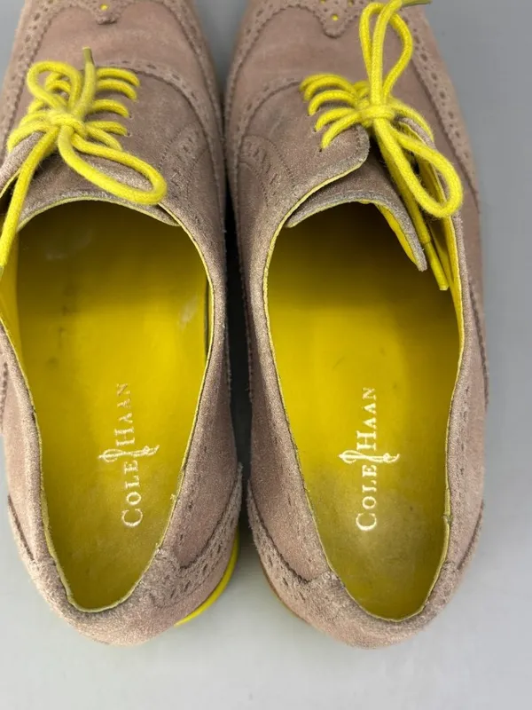 Cole Haan Lunargrand Alisa Wingtip Oxford Shoes Womens 8.5 Tan Yellow Almond Toe - Image 5