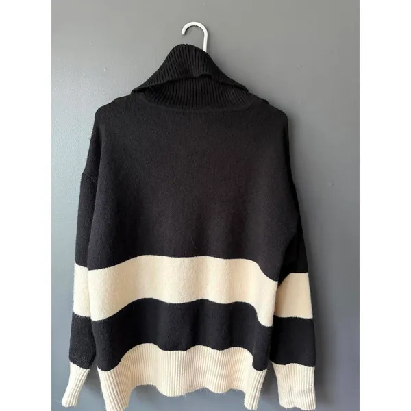 Sanctuary Black and Cream Cowl Neck Sweater with Half-Zip - Image 2