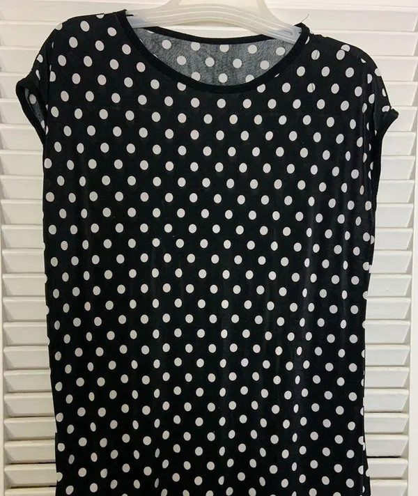 L/XL Black polka dot cotton tie up blouse - Image 3