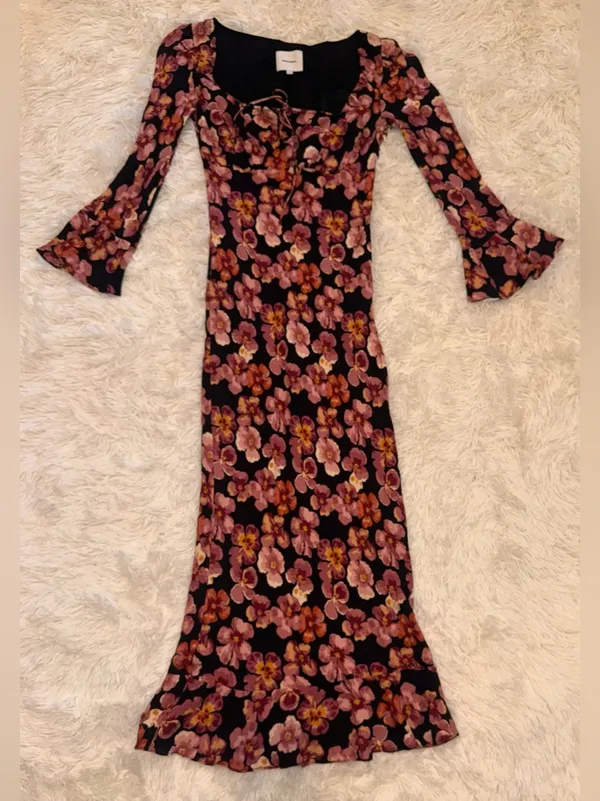 NEW Reformation Kiley Floral Print Long sleeve Midi Dress sz 8 - Image 5