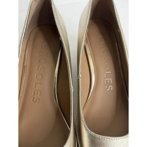 NEW Aerosoles Aurora Leather Wedges Gold Metallic Round Toe Size 9M Casual - Image 3