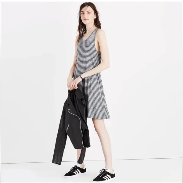 C Madewell Gray & Black Tank Boho Spring Summer Women Dress Size Large - Image 2