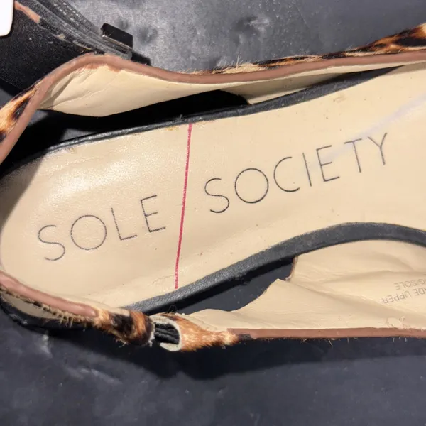 Sole Society Leopard Cow Hair Upper Slingback Point Toe Y2K Flats Women's Size 6 - Image 7