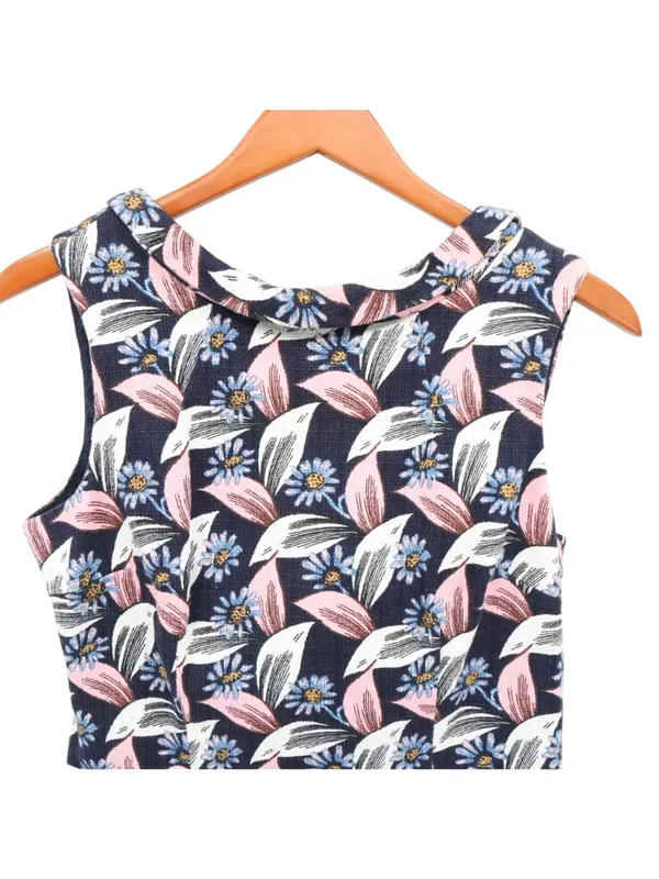 Boden Martha Sleeveless Lined Floral Top 8 Blue - Image 3