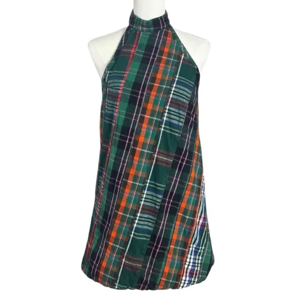 Free People Retro Plaid Cityscape Mini Dress Size Medium Grunge Punk Preppy - Image 9