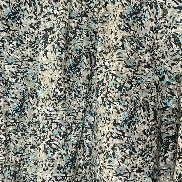 LOFT Pintucked Ruffle Mock Neck Floral Blouse Medium Black Green Cotton Boho Top - Image 7