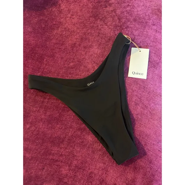 QUINCE Italian High Leg Bikini Bottom MINIMALIST Swimsuit Black Size Small S - Image 3