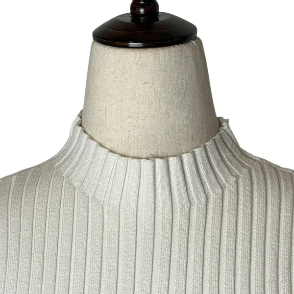 Edikted Sweater‎ Women XS Ivory Ribbed Knit Bonnie Cropped Mock Neck Streetwear - Image 4