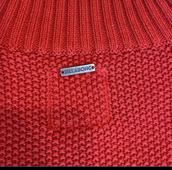NWT Billabong Cable Knit Sweater Red Ski Lodge L Gift Giving Mockneck Cropped - Image 7