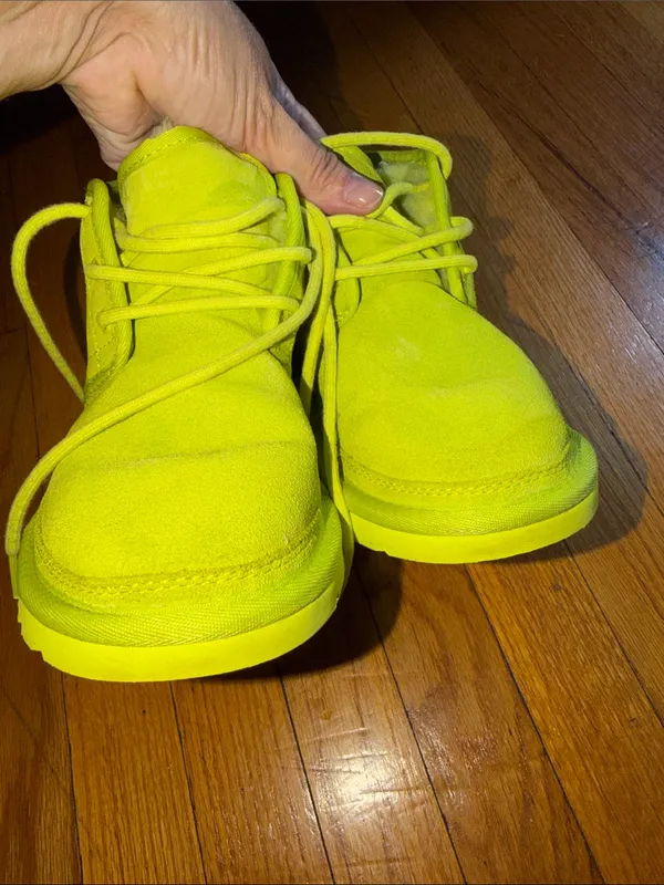 UGG Bright Yellow Suede Lace-Up Ankle Boots - Image 6