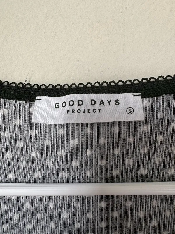 Good Days Project Black White Polka Dot Smocked Long Sleeve Top S - Image 3