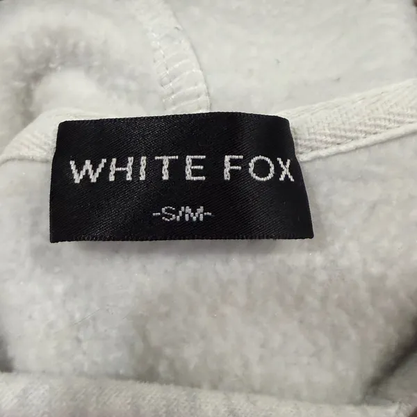 White Fox Los Angeles Hoodie Grey Pink Puff Print Pullover Sweatshirt S/M - Image 3