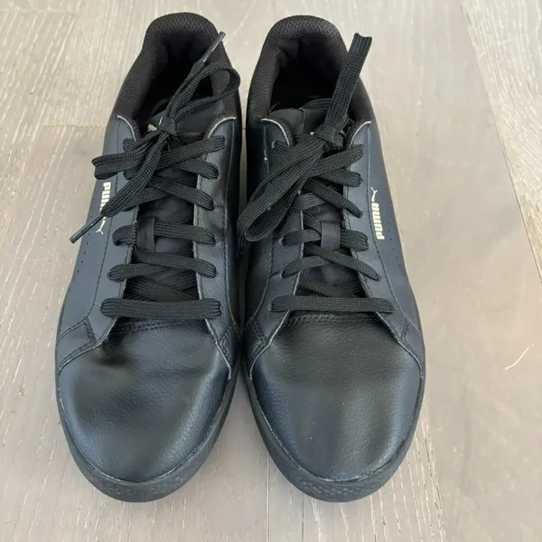 PUMA Smash Performance Black Leather Gold Metallic Shoes Wm's Sz 9 Sneakers‎ - Image 2