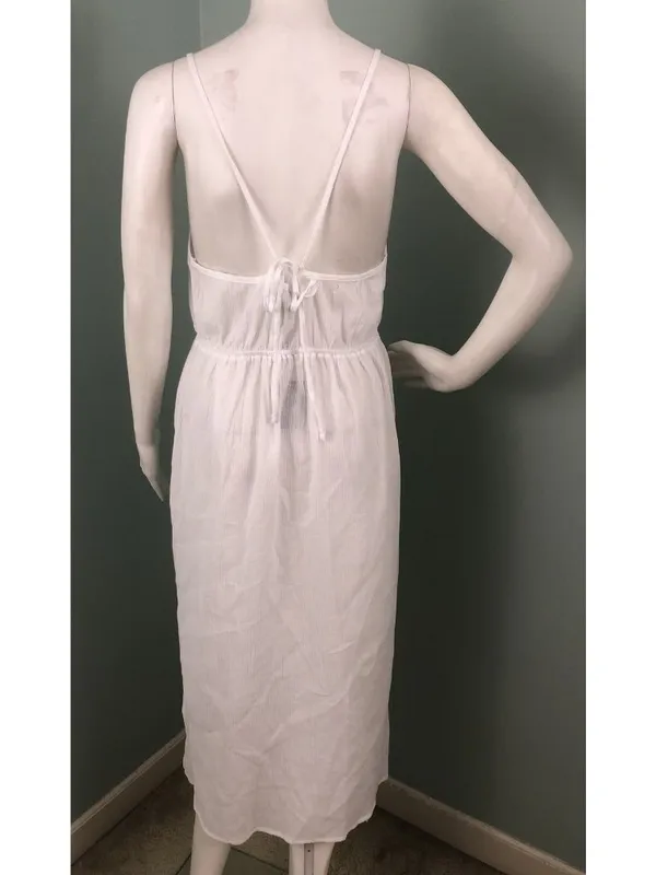 NWT Women's Sunn Lab Swim White Cinch Waist Cover-Up Dress Sz Medium - Image 8