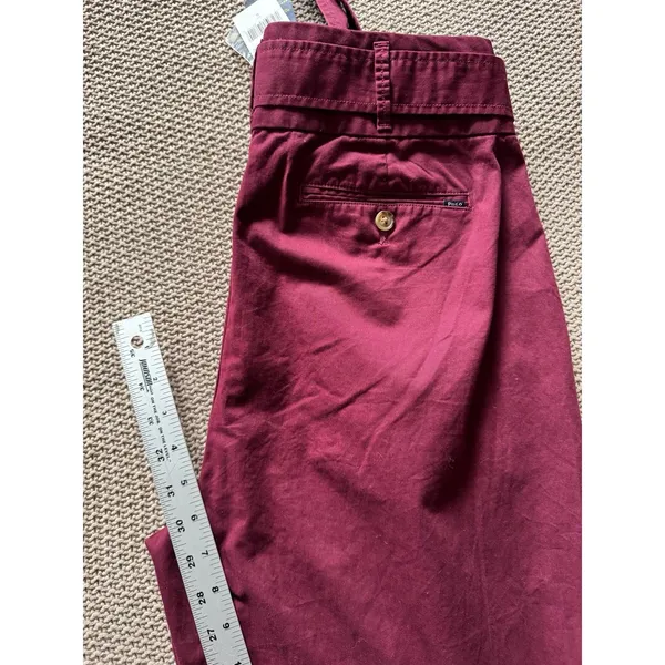 Polo Ralph Lauren Women's High Rise Retro Burgundy Pants Belted Size 6 NWT - Image 9