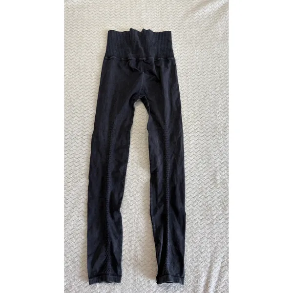 Free People Movement Good Karma Ribbed Leggings Black Mineral Wash High Rise - Image 3