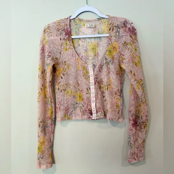 Free People We The Free Women's Angelina Floral Print Crop Top Large - Image 2