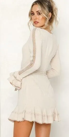 HELLO MOLLY Follow My Lead Dress Beige - Image 2