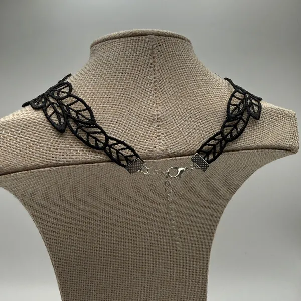 Whimsigoth Moody Witchy Victorian Goth Rose Lace Choker Necklace OS Black Red - Image 3