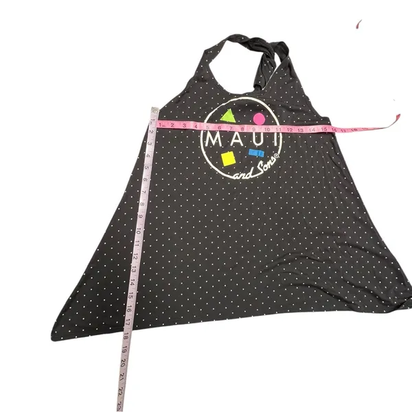 Maui and Sons Black Polka Dot Geometric Graphic Racerback Shark Tank Top Medium - Image 6