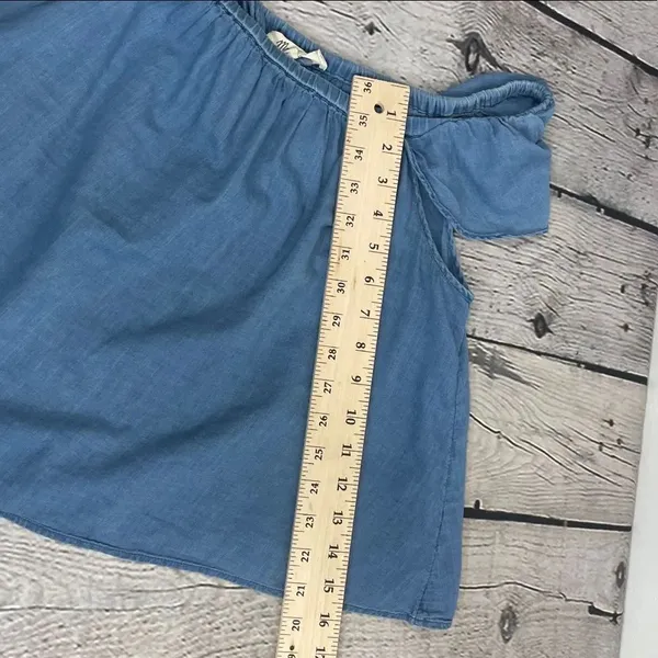 Madewell Chambray Blue Off-Shoulder Top peasant style 100% Cotton size Small - Image 15