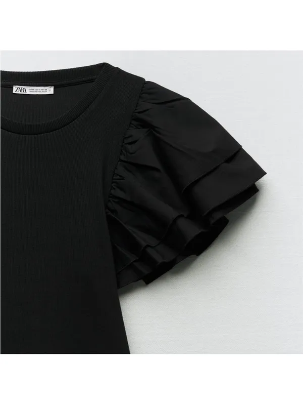 $70 NWOT Zara ribbed ruffle sleeve mini dress, S - Image 6
