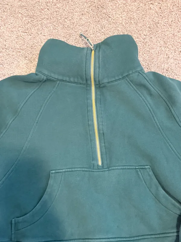 Lululemon Oversized Funnel-Neck Half Zip Scuba Storm Teal w/Gold Zipper size M/L - Image 7