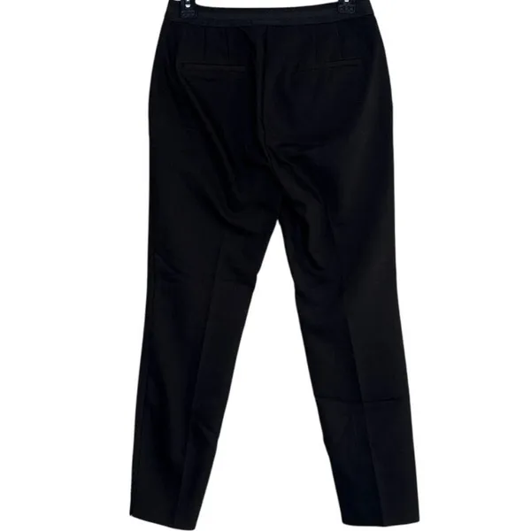 Zara Slim Straight Mid Rise Ankle Cropped Trouser Flat Front Pockets M Black - Image 13