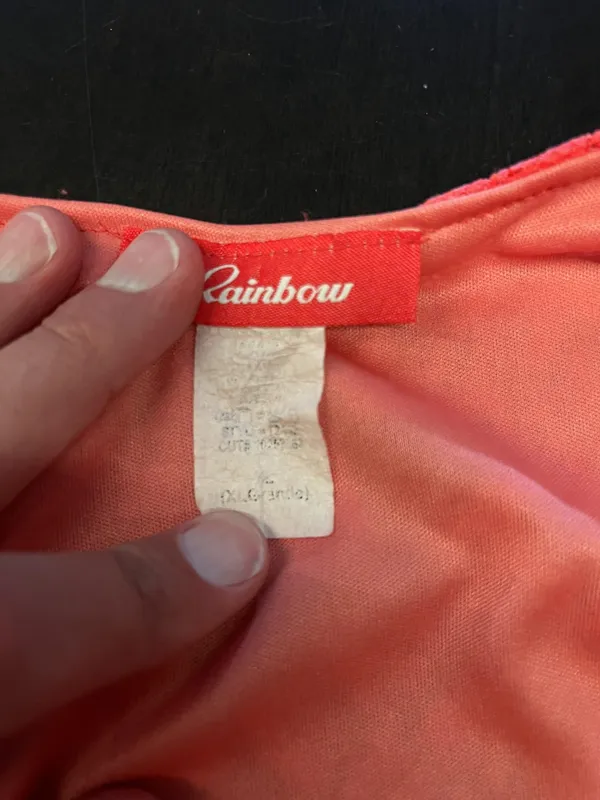 Rainbow Sandals Peplum Top Womens M Coral Lace Sleeveless Tank Black Waistband Layered - Image 5