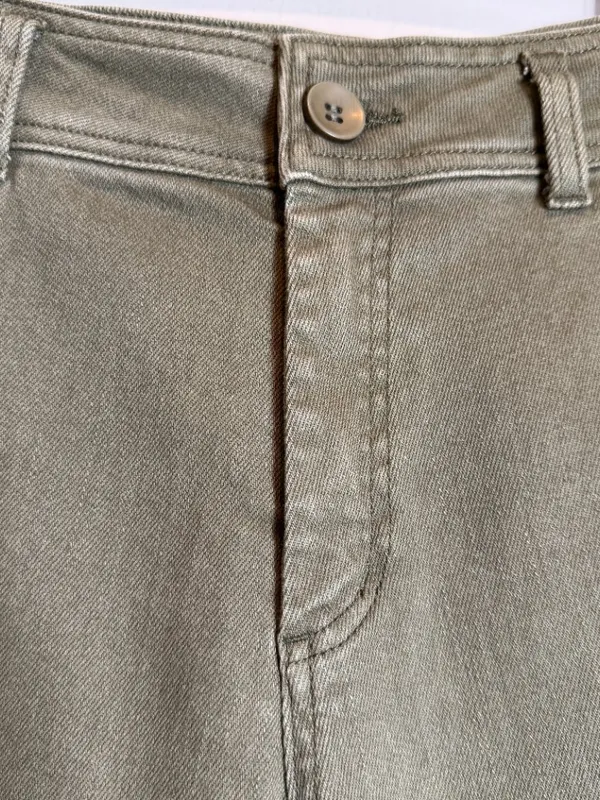 Miou Muse Wide Leg Denim Jeans Women's Small Faded Olive Raw Hem Festival NWOT - Image 9