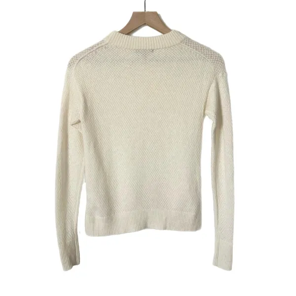 Quince Baby Alpaca Wool Diamond Stitch Crew Sweater Ivory Size XS - Image 2