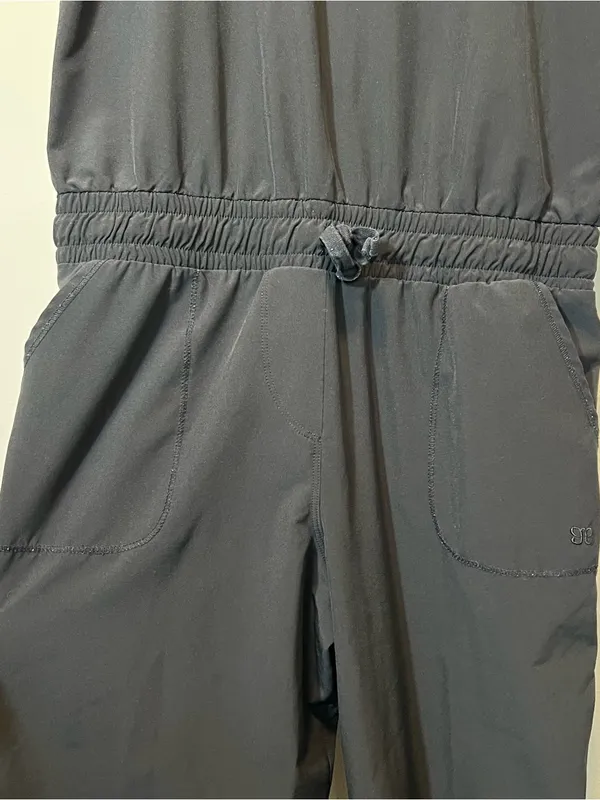 Albion Fit Black‎ Jogger Jumpsuit Travel Lounge Athleisure Pockets Small - Image 4