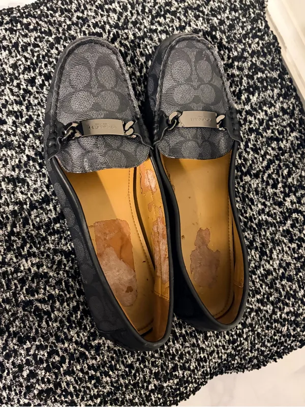 Coach Black Signature Canvas Loafers with Metal Accent - Image 9