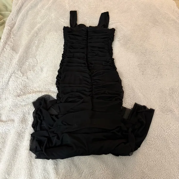 Chartou Ruched Mermaid Gown Black - Image 3