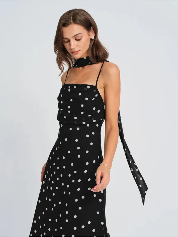 Rihoas Black Polka Dot Slip Maxi Dress - Image 2