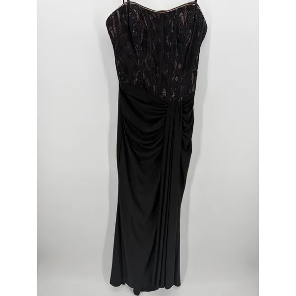 Betsy & Adam Gown Womens 2 Black Lace Corset‎ Sequin Ruched Formal Evening Dress - Image 2