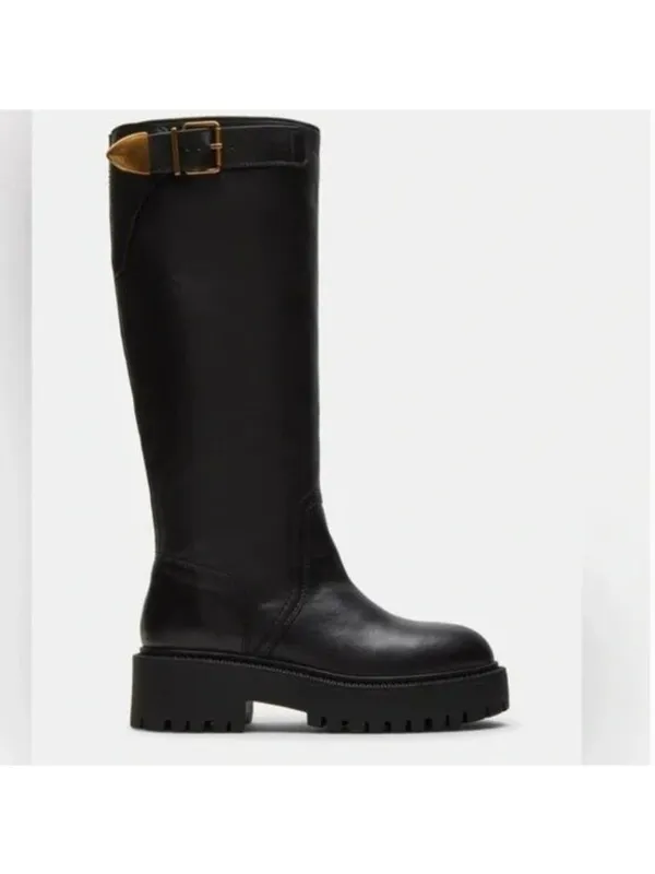 NEW STEVE MADDEN BUSTER BLACK LEATHER BOOT Lug Platform Sole Chunky Black SZ-11 - Image 7