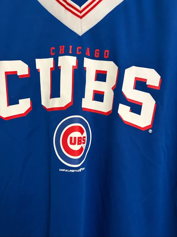 MLB Chicago Cubs V‑Neck Raglan Top in Blue & Red size M - Image 3