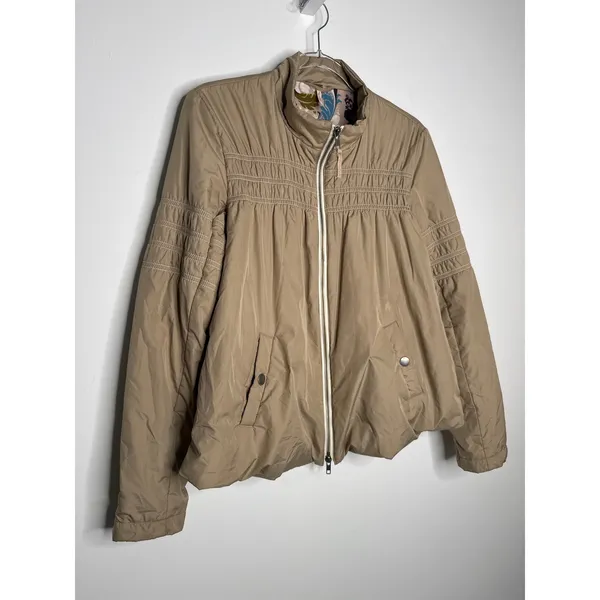 Free People Smocked Bomber Jacket with Floral Lining – Size Small - Image 6