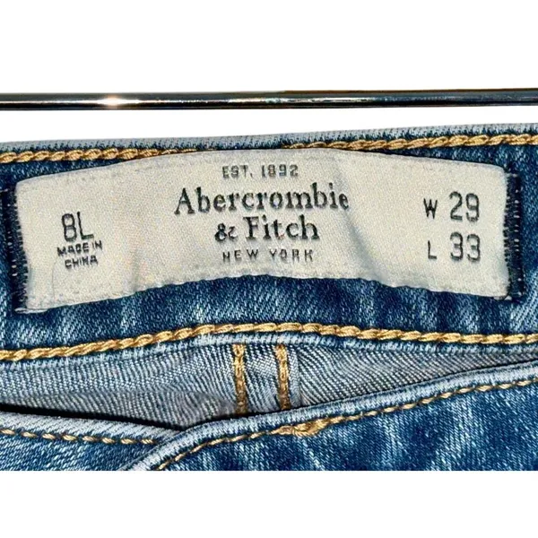 Abercrombie & Fitch The A&F Super Skinny Blue Denim Jeans Womens Size 8 Long 8L - Image 3