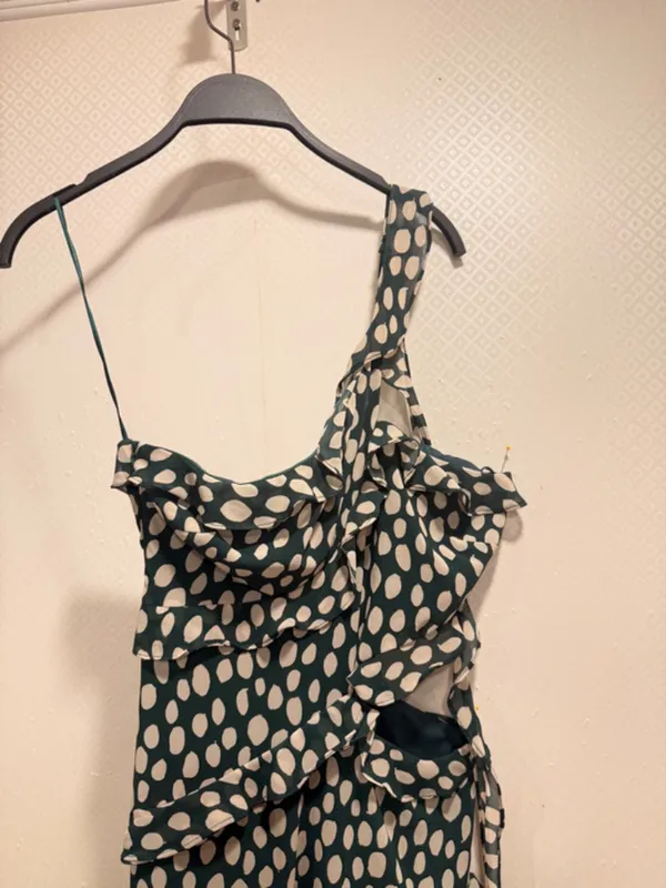 If By Sea Black White Polka Dot Stretch Maxi Dress Boho Wedding Guest Size M - Image 3