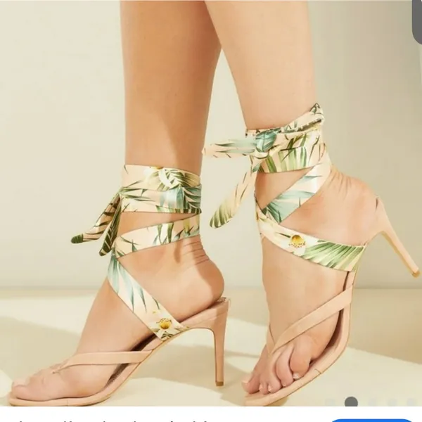Guess Tropical Print Strappy Heels - Image 2