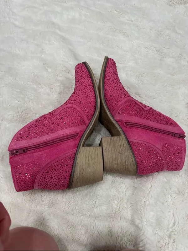 Pierre Dumas Pink Rhinestone Western Ankle Boots - Image 7