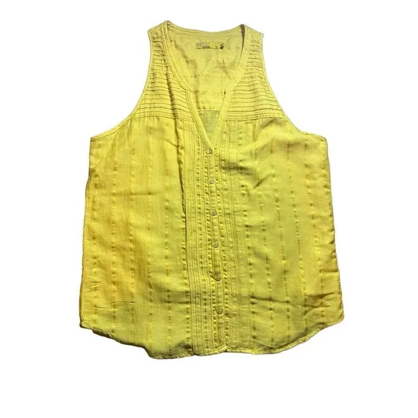 Prana‎ women’s yellow textured sleeveless blouse sz M - Image 2