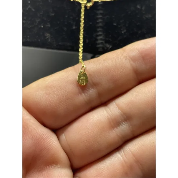 925 Sterling Gold Vermeil CZ Circle Pendant Necklace Layered - Image 4