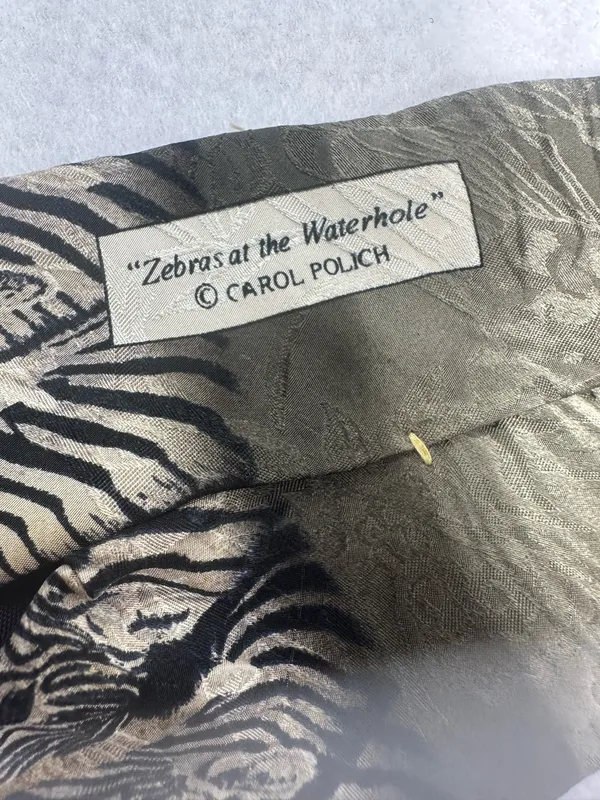 Endangered Species Mens Tie Silk Art Zebras At The Waterhole Necktie Vintage - Image 8